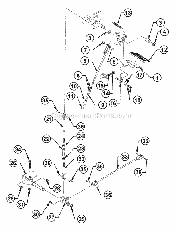C/B Control - Clutch Diagram and Parts List for 54A-458D100, 590-603-100 Cub Cadet Lawn Tractor